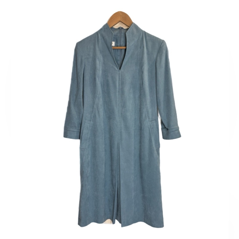Talbots light blue suede 3/4 sleeve 60s mod style midi dress